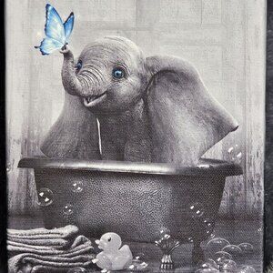 Blue Butterfly and Elephant In Bathtube Canvas Print